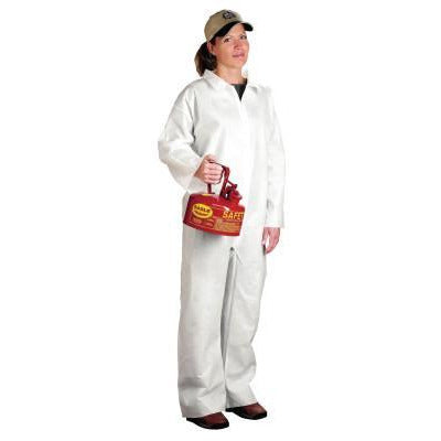 West Chester PE Laminate Protective Coveralls, Style:Attached Hood and Boots; Elastic Wrists and Ankles; Zipper Front