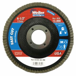 Vortec Pro Abrasive Flap Discs,4.5", 60 Grit, 7/8 Arbor, 13,000 rpm, Phenolic