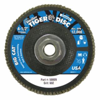 Big Cat High Density Flat Style Flap Discs, 4.5", 60 Grit, 5/8 Arbor, 12,000 rpm