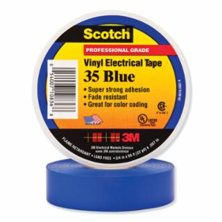 Scotch Vinyl Electrical Color Coding Tapes 35, 66 ft x 3/4 in, Blue