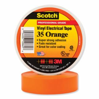 Scotch Vinyl Electrical Color Coding Tapes 35, 66 ft x 3/4 in, Orange