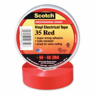 Scotch Vinyl Electrical Color Coding Tapes 35, 66 ft x 3/4 in, Red