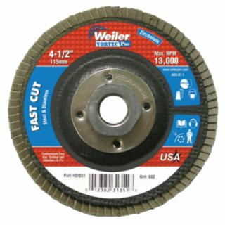 Vortec Pro Abrasive Flap Discs,4.5", 60 Grit, 5/8 Arbor, 13,000 rpm, Phenolic